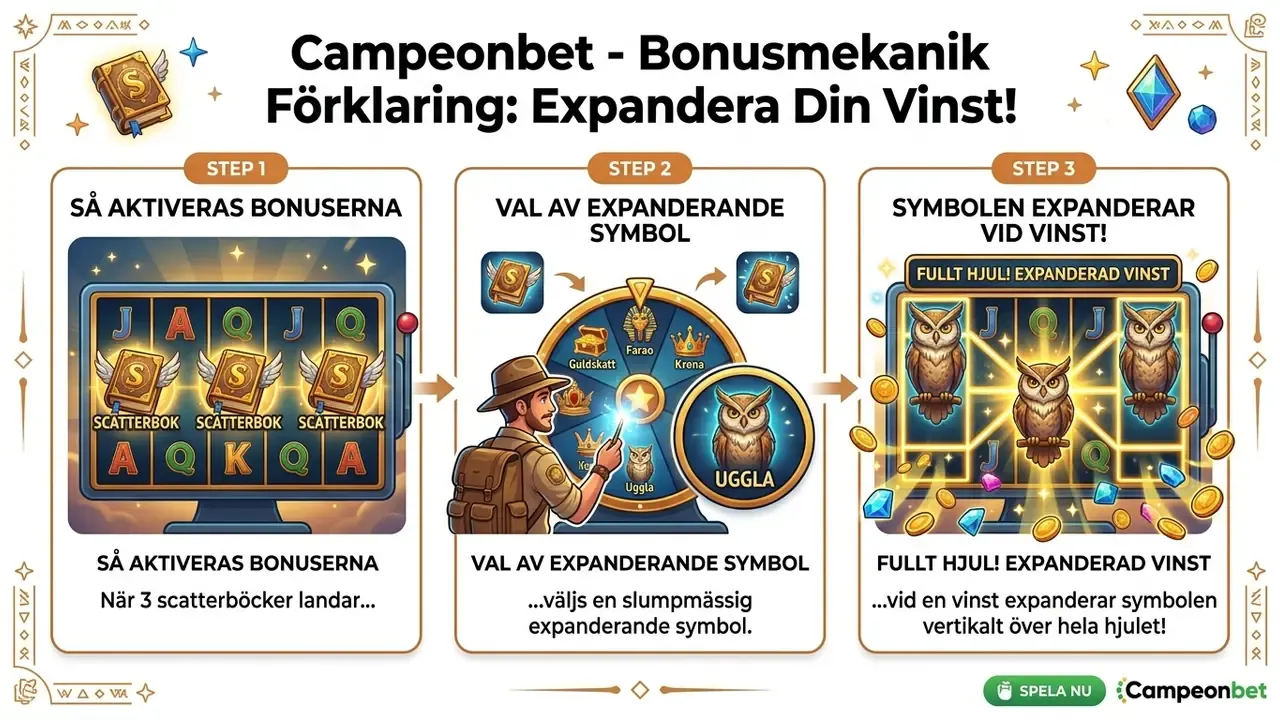 Flödesdiagram över free spins och expanderande symbol i Book of Dead