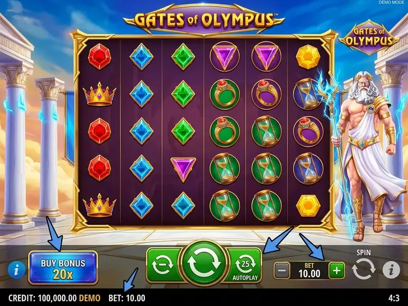 gates of olympus demo användargränssnitt och kontrollpanel